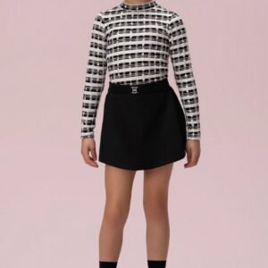 Conjunto Infantil Xadrez com Blusa de Manga Longa e Short Elegante