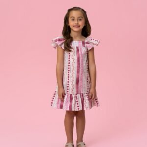 Vestido Infantil Mon Sucré Estampado com Listras e Flores