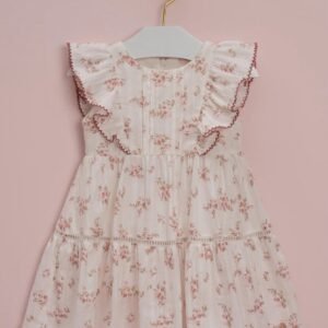 Vestido infantil Petit Cherie floral em cambraia de linho