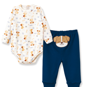 Conjunto Cachorrinho com Calça Azul