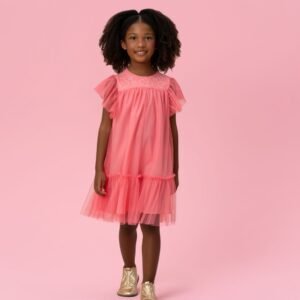 Vestido Infantil Mon Sucré em Tule com Bordado Floral