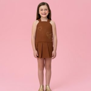 Conjunto Infantil Mon Sucré com Blusa e Saia Plissada