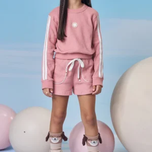 Conjunto de Blusão Boxy e Shorts em Moletom Big Waffle