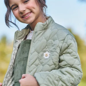 Jaqueta Infantil Matelassê com Corações Verde