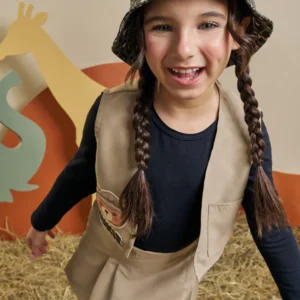 Trio de Blusa em Cotton e Colete e Short Saia em Sarja com Elastano