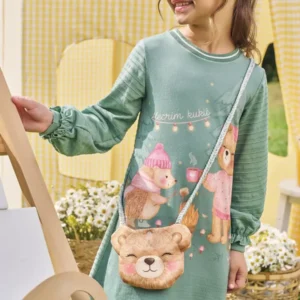 Vestido em Malha Textura com bolsa