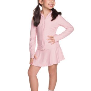 Conjunto Infantil Rosa Texturizado com Saia Short