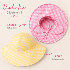 Chapéu Dupla Face Vichy Rosa