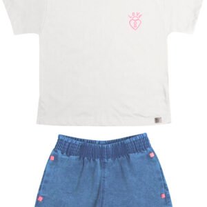Conjunto Infantil Feminino Blusa e Short Jeans Have Fun