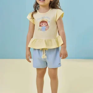 Conjunto de Bata em Meia Malha e Shorts em Canelado