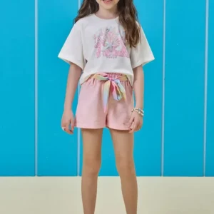 Conjunto de Blusa em Meia Malha e Shorts em Moletom sem Pelúcia