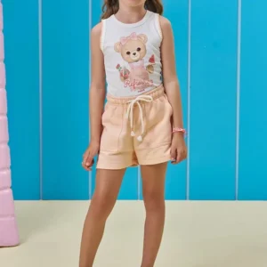 Conjunto de Regata em Cotton e Shorts em Moletom sem Pelúcia