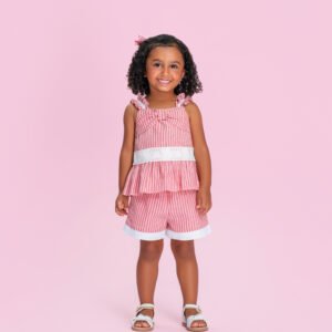 Conjunto Infantil Menina Listrado com Laço
