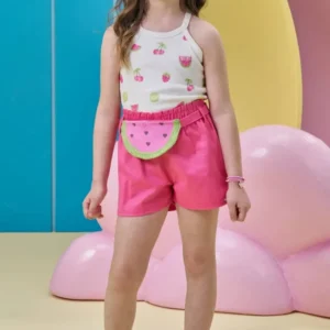 Conjunto de Regata em Canelado e Shorts em Sarja com Elastano