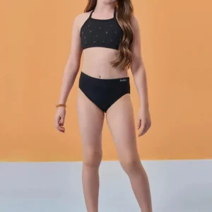 Biquíni em Malha com Proteção UV50+ C/ Strass Preto